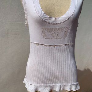 CHANEL CC Cat White Cotton Sleeveless Top